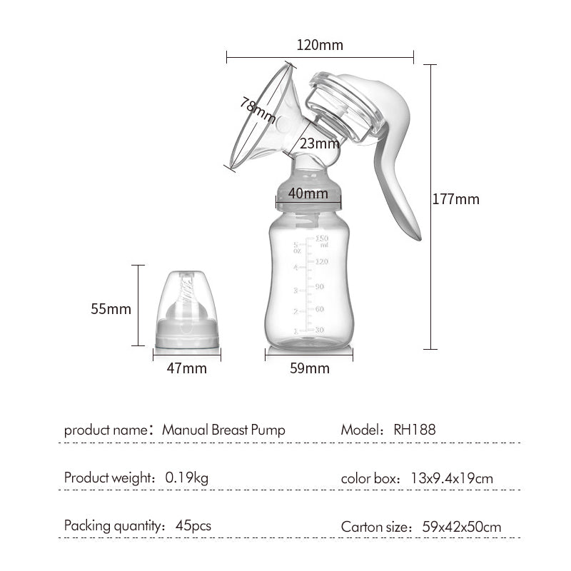 Manual Breast Pump - High Suction Portable Hand Pump for Nursing Mothers