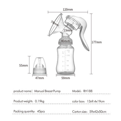 Manual Breast Pump - High Suction Portable Hand Pump for Nursing Mothers